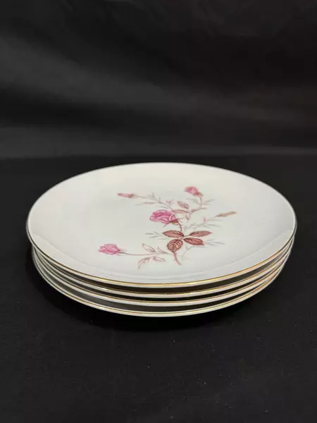 Set of 4 Sone China Cashmir Rose 2197 Salad Plates White Gold Trim Pink Roses