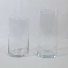 Lot of 2 Vintage 7" Clear Glass Flower Vases for Home Decor