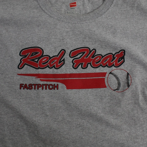Lot of 2 Hanes Men's Red Heat Fast Pitch T-Shirts Gray & White Size L