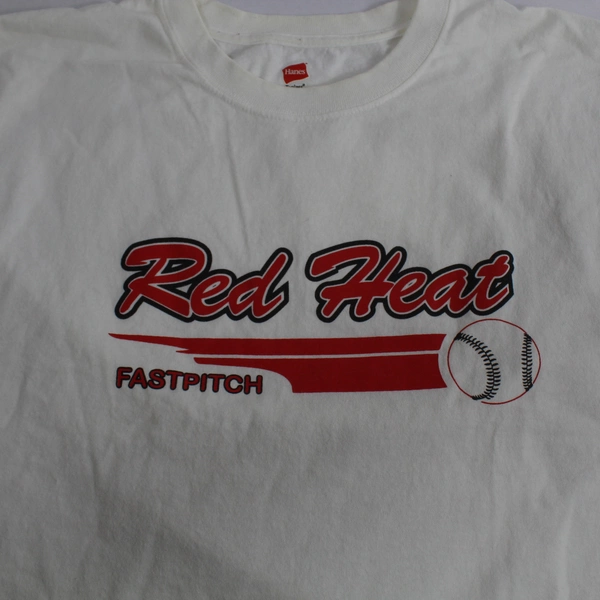 Lot of 2 Hanes Men's Red Heat Fast Pitch T-Shirts Gray & White Size L