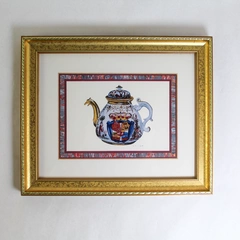 V Morland Framed Matted Art Print Asian Teapot Gold Toned Frame Home Decor
