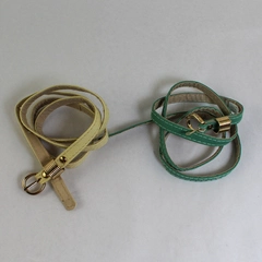 Lot of 2 Wenzhou Ouyuan Women's Faux Leather Belts Green Cream Pre-Owned