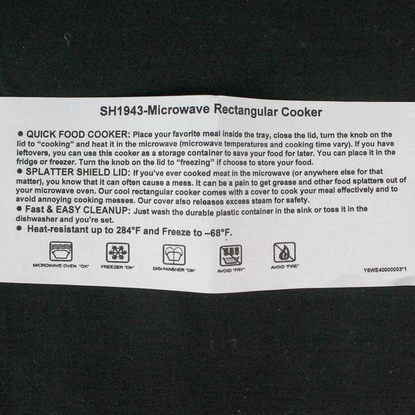 Microwave Cooker with Lid, Dishwasher Safe Kitchen Gadget 10.25"x9" SH1943