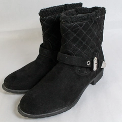 Vintage Avon Women's Size 10 Black Boots with Silver Buckle Accent, Side Zip