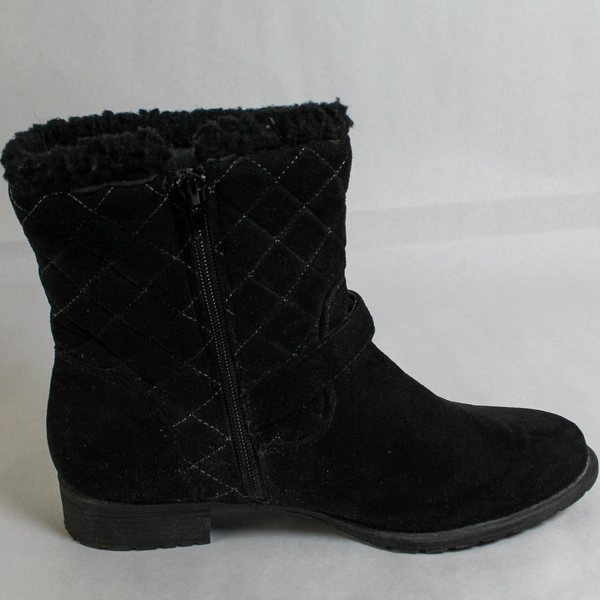 Vintage Avon Women's Size 10 Black Boots with Silver Buckle Accent, Side Zip