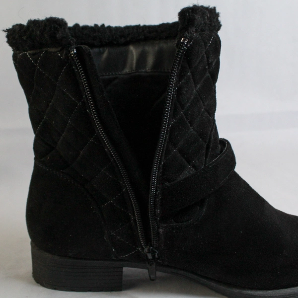 Vintage Avon Women's Size 10 Black Boots with Silver Buckle Accent, Side Zip