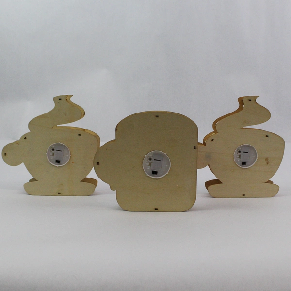 Set of 4 Wooden 3D Cut Out Wall Hanging Hot Cocoa Served Here Coffee Home Decor