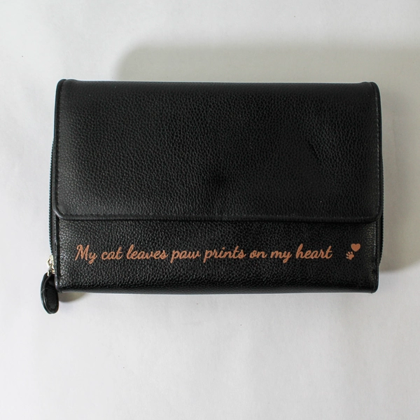Vintage The Bradford Exchange Wallet My Cat Leaves Paw Prints On My Heart Black