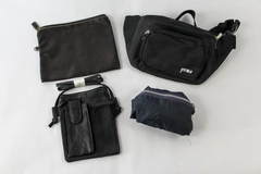 Lot of 4 Vintage Bags Fanny Pack Wallet Storage Case Blue Black Brown