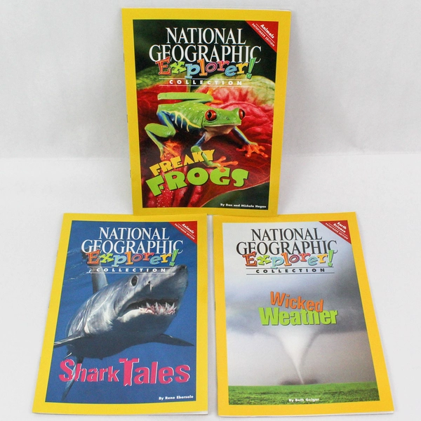 Lot of 3 National Geographic Explorer Children's Books Freaky Frogs Sharks PB