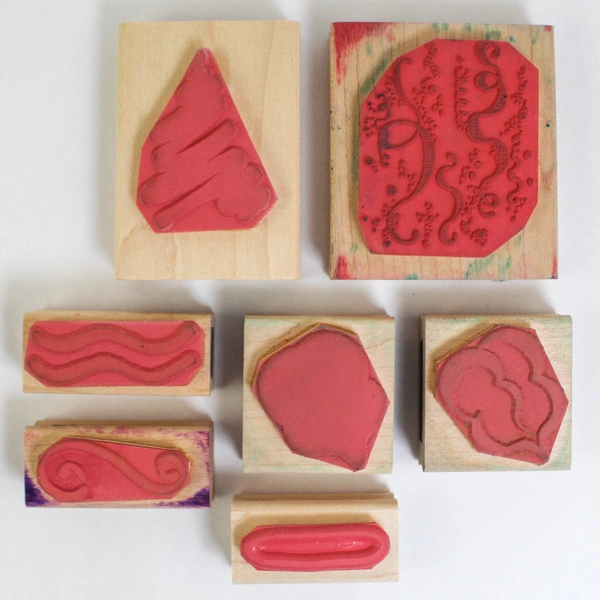 Lot of 7 Pre-Owned Mounted Rubber Stamps JRL Design D.O.T.S. Creations