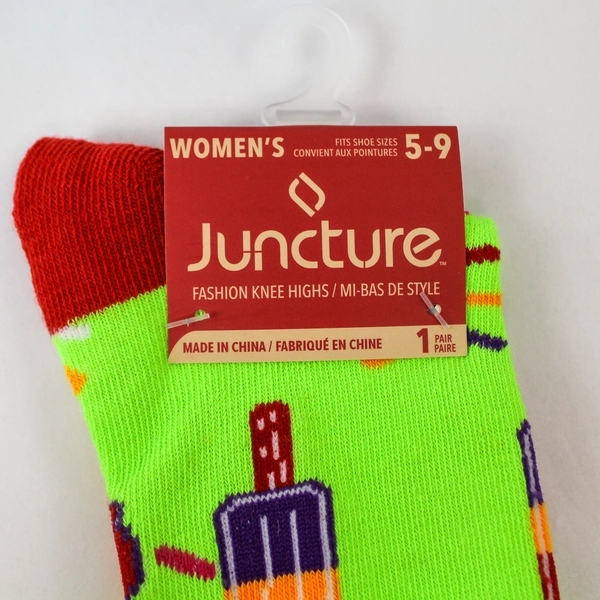 Juncture Women's Knee High Socks Lot of 2 Size 5-9 Neon Ice Cream Design