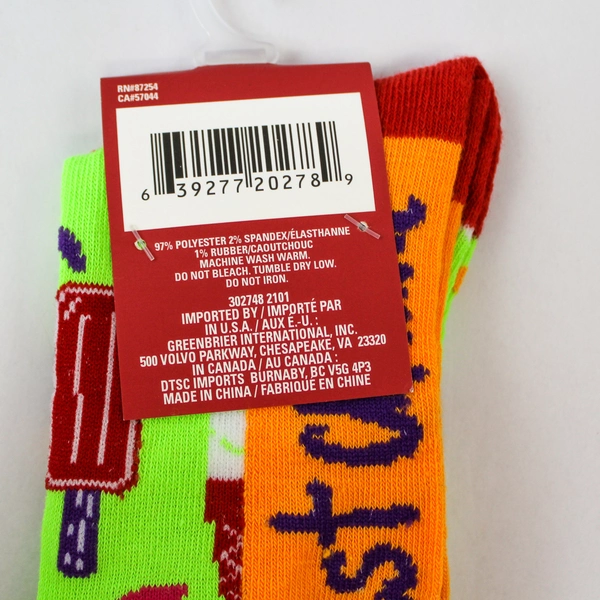 Juncture Women's Knee High Socks Lot of 2 Size 5-9 Neon Ice Cream Design