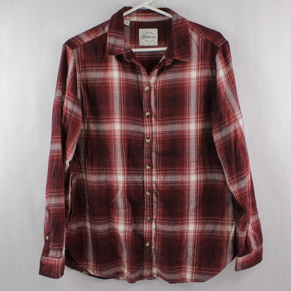Jachs Girlfriend NY Women's M Red White Plaid Long Sleeve Shirt - Good Condition
