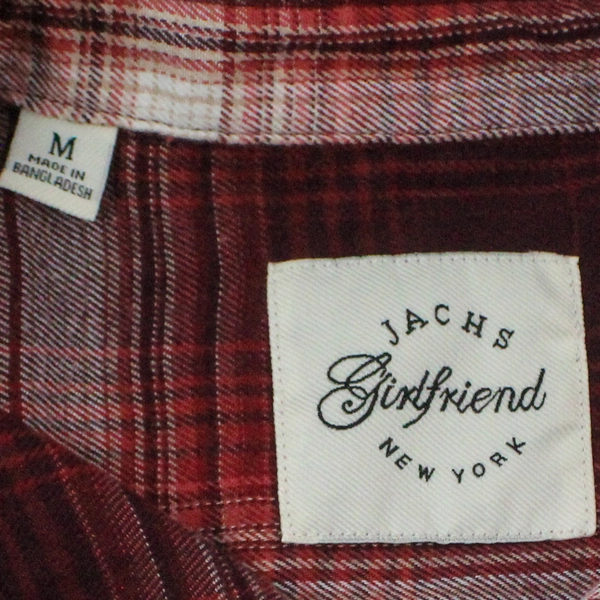 Jachs Girlfriend NY Women's M Red White Plaid Long Sleeve Shirt - Good Condition