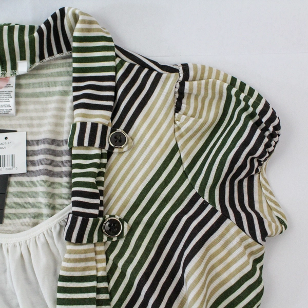 Heart Soul Plus Size 2X Two Fer Top Navy Green Stripes with Tags