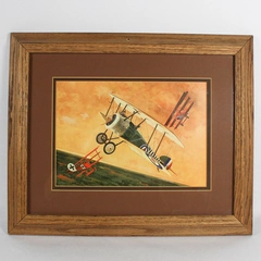 JB Deneen Framed and Matted Wall Art Print WW1 Bi Planes Orange Sky Home Decor