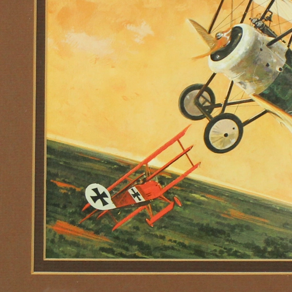 JB Deneen Framed and Matted Wall Art Print WW1 Bi Planes Orange Sky Home Decor