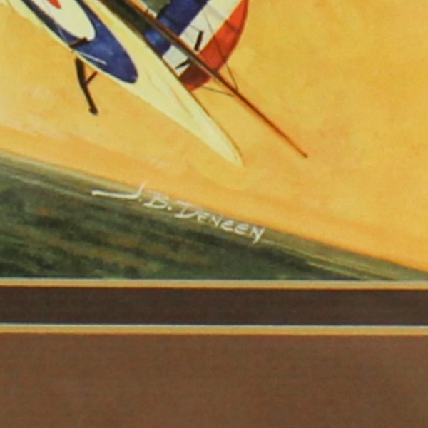 JB Deneen Framed and Matted Wall Art Print WW1 Bi Planes Orange Sky Home Decor