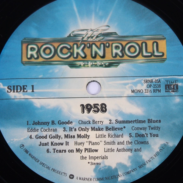 Vintage 1986 Time Life Music Rock N Roll Era 1958 33 RPM Record Used