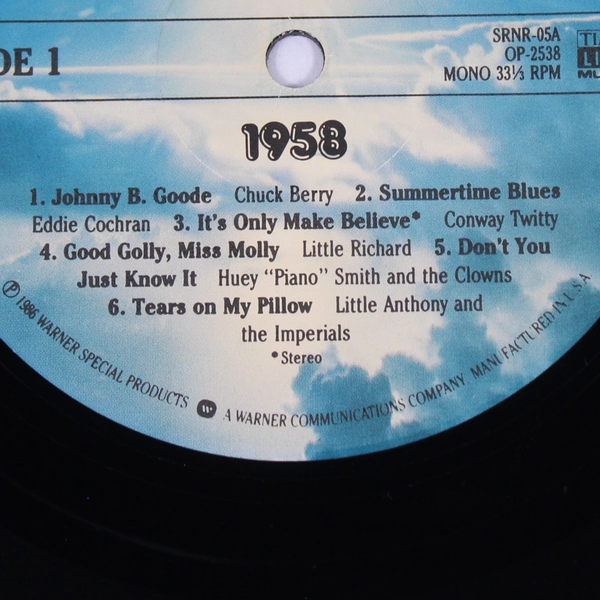 Vintage 1986 Time Life Music Rock N Roll Era 1958 33 RPM Record Used