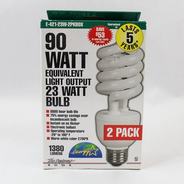 Lot of 2 The Designers Edge 23W CFL Bulbs 90W Equivalent Soft White Two-Packs