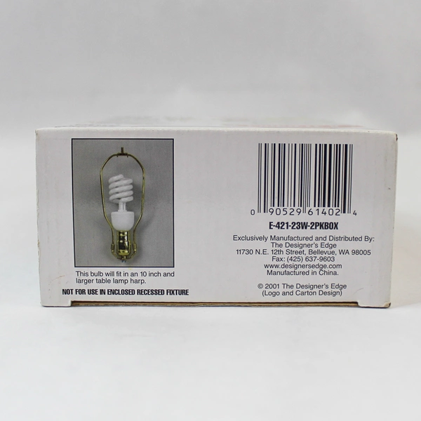 Lot of 2 The Designers Edge 23W CFL Bulbs 90W Equivalent Soft White Two-Packs