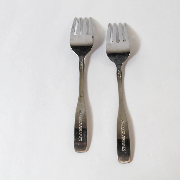 Lot of 2 Delta Airlines ABCO Dinner Forks Silver Toned Kitchen Utensils