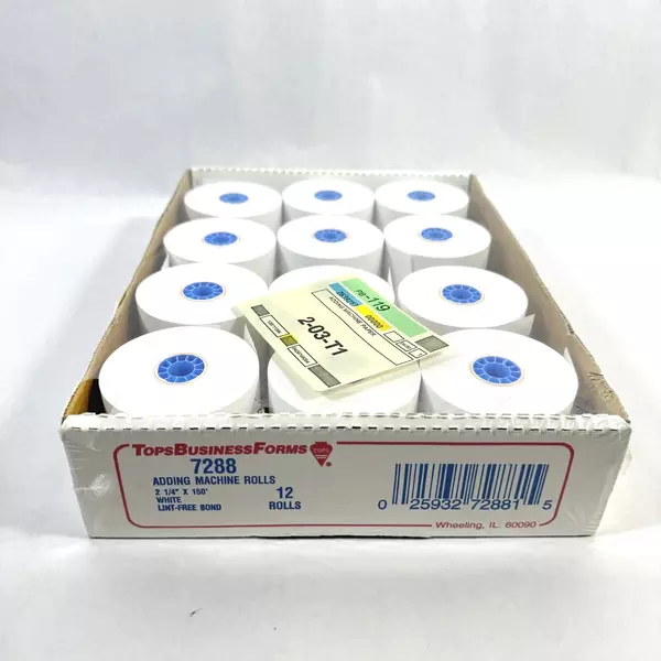 Tops Business Forms 12 Sealed Adding Machine Rolls 7288 White 2 1/4" x 150' NIB