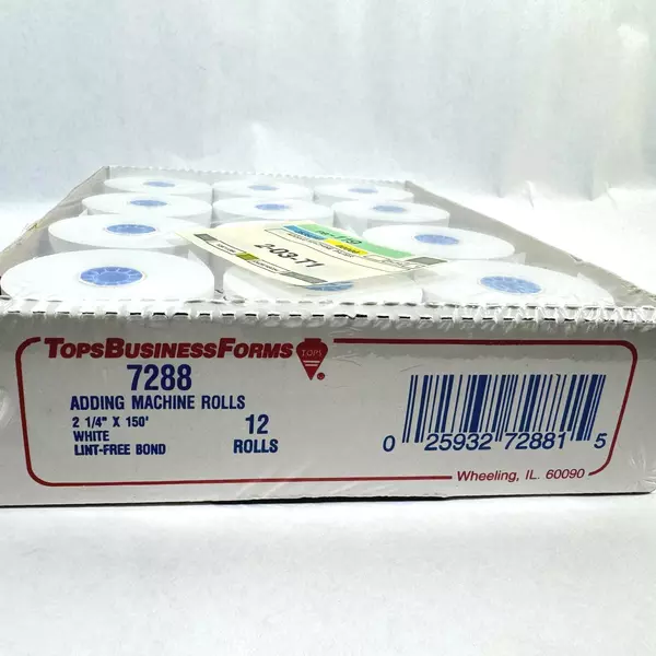 Tops Business Forms 12 Sealed Adding Machine Rolls 7288 White 2 1/4" x 150' NIB