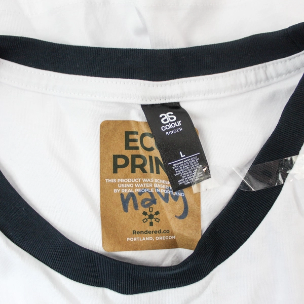 AS Colour Ringer Eco Print T-Shirt Remy Wines Men's Large White Tee - Pre-owned