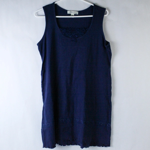 Me Nightgown Women's Size M Navy Blue Lace Sleeveless Sleepwear Pre-owned