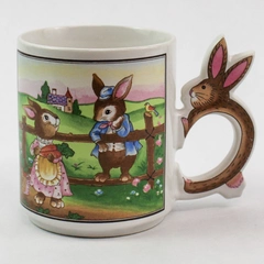 Springtime Bunny Mug with Rabbit Handle - Girl & Boy Design - Pre-Owned