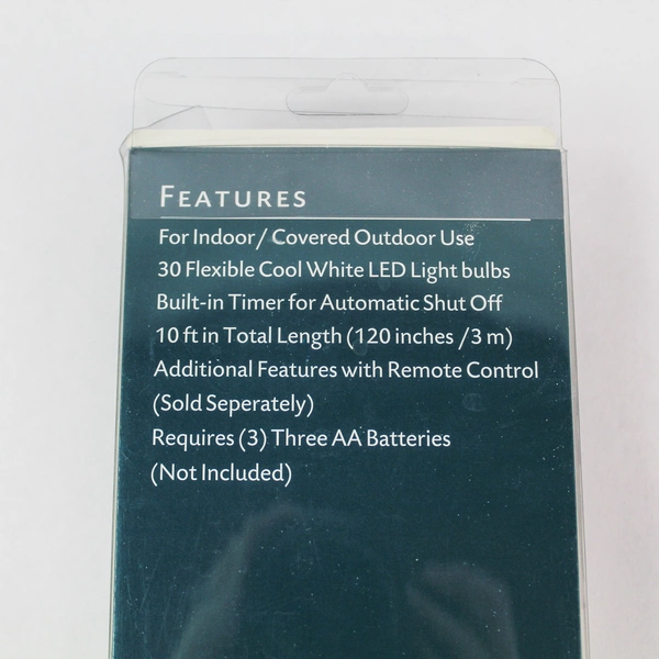 HD Designs 30 LED Twilight String Lights 10ft Cool White Batteries Not Included