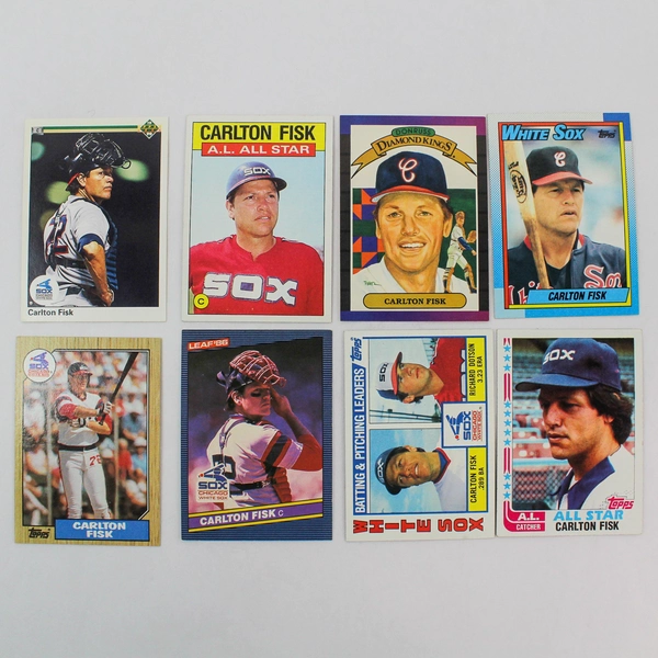 Lot of 8 Carlton Fisk Baseball Cards - Topps, Donruss, Leaf, Upper Deck