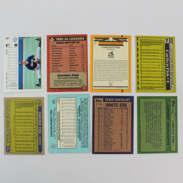 Lot of 8 Carlton Fisk Baseball Cards - Topps, Donruss, Leaf, Upper Deck
