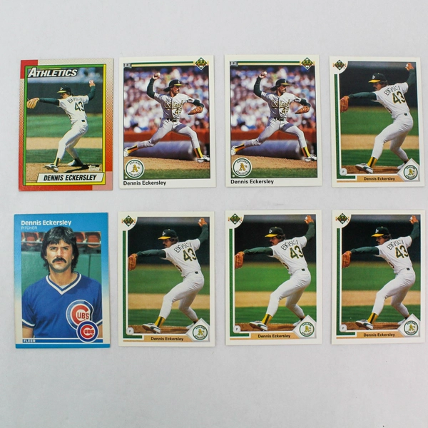 Lot of 8 Dennis Eckersley Baseball Cards 1987-1991 Topps Fleer Upper Deck