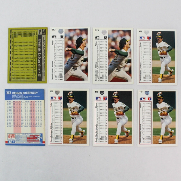 Lot of 8 Dennis Eckersley Baseball Cards 1987-1991 Topps Fleer Upper Deck