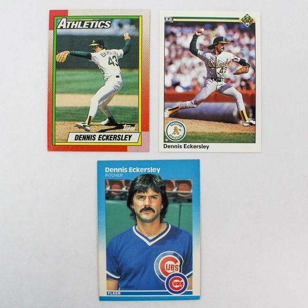 Lot of 8 Dennis Eckersley Baseball Cards 1987-1991 Topps Fleer Upper Deck