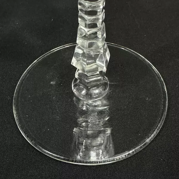 Vintage Rock Sharpe Halifax Crystal Wine Glass 6.75" Etched Floral Chip