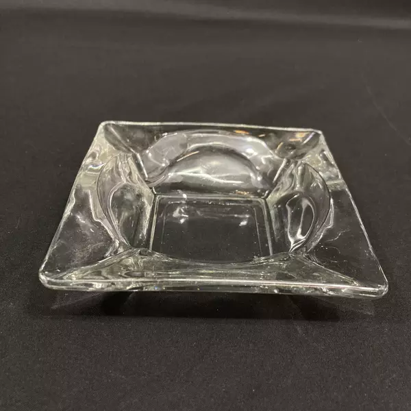 Vintage KIG Clear Glass Ashtray 4.5" Square from Indonesia - Good Condition