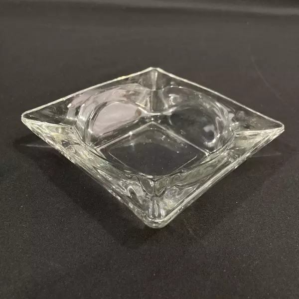 Vintage KIG Clear Glass Ashtray 4.5" Square from Indonesia - Good Condition