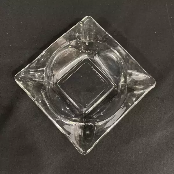 Vintage KIG Clear Glass Ashtray 4.5" Square from Indonesia - Good Condition