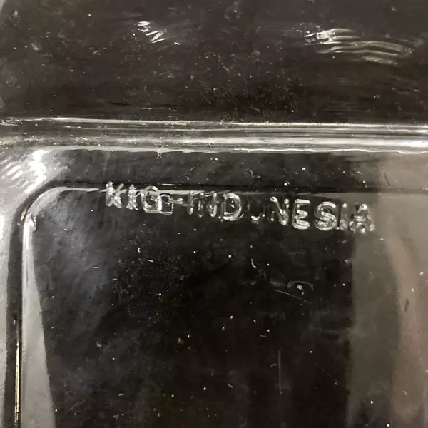 Vintage KIG Clear Glass Ashtray 4.5" Square from Indonesia - Good Condition