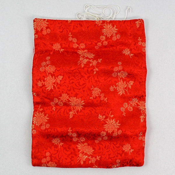 Oriental Style Red Cosmetic Makeup Bag Travel - 3 Sections, Zip Closure