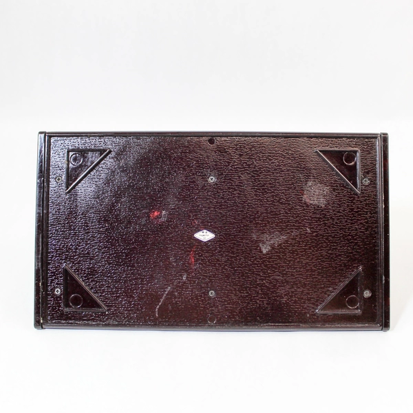 Vintage Musical Jewelry Box Triangular Shape with 2 Drawers, Burgundy