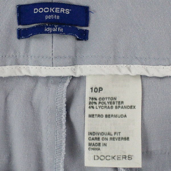 Dockers Petite Women's Gray Shorts 10P Flat Front Casual Spring Summer