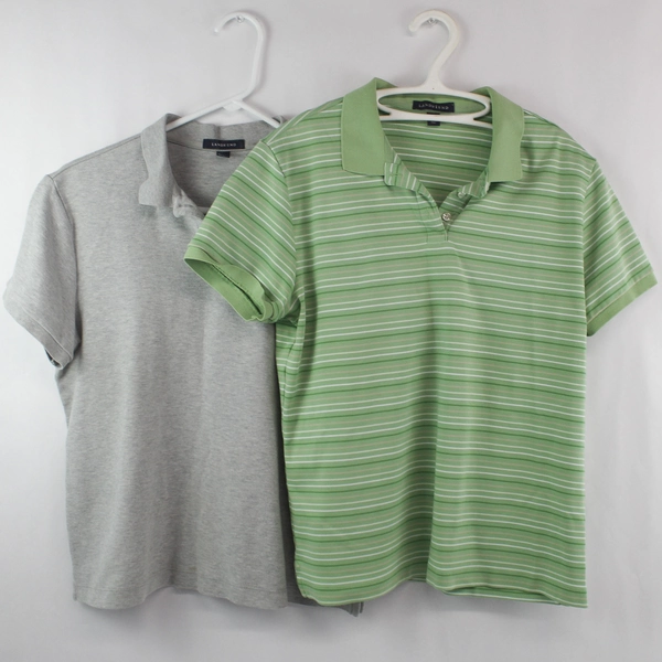 Lands' End Lot of 2 Women's Tops Size M Gray Green Short Sleeve Shirts