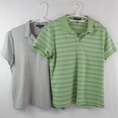 Lands' End Lot of 2 Women's Tops Size M Gray Green Short Sleeve Shirts