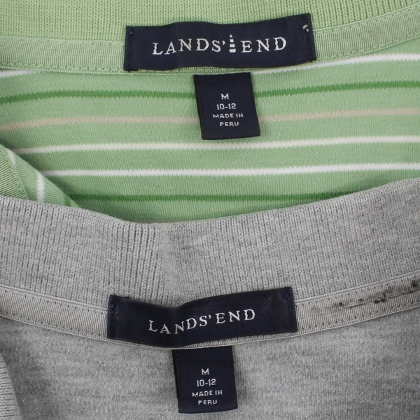 Lands' End Lot of 2 Women's Tops Size M Gray Green Short Sleeve Shirts